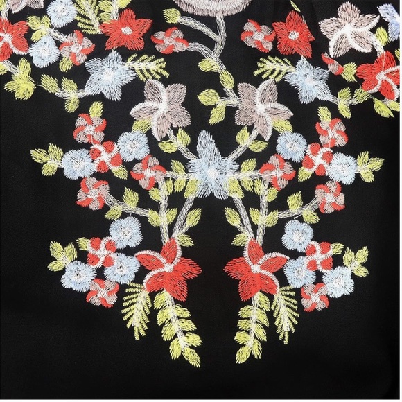 R.Vivimos Womens Floral Embroidered Off Shoulder Long Sleeve Short Dresses - Picture 7 of 8